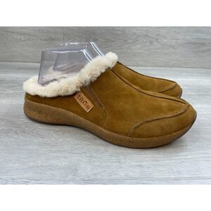 Taos Future Women's Mule Clog Wedge Fur Suede 10 Brown Comfort Slipper Shoes